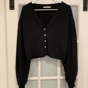 NWOT Black Cashmere Button-up Loose Sweater